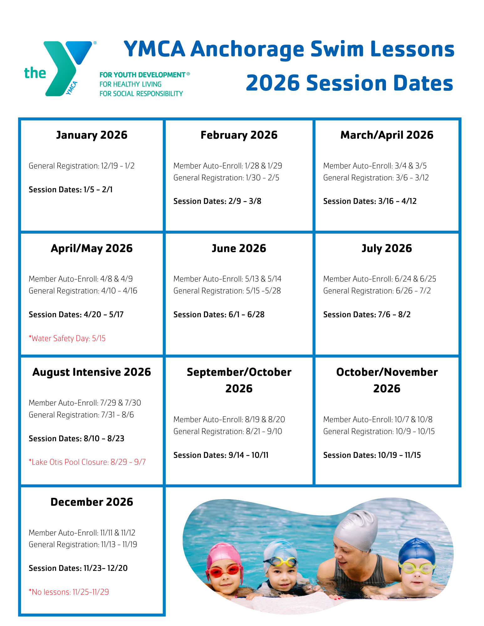 2023 swim lesson dates