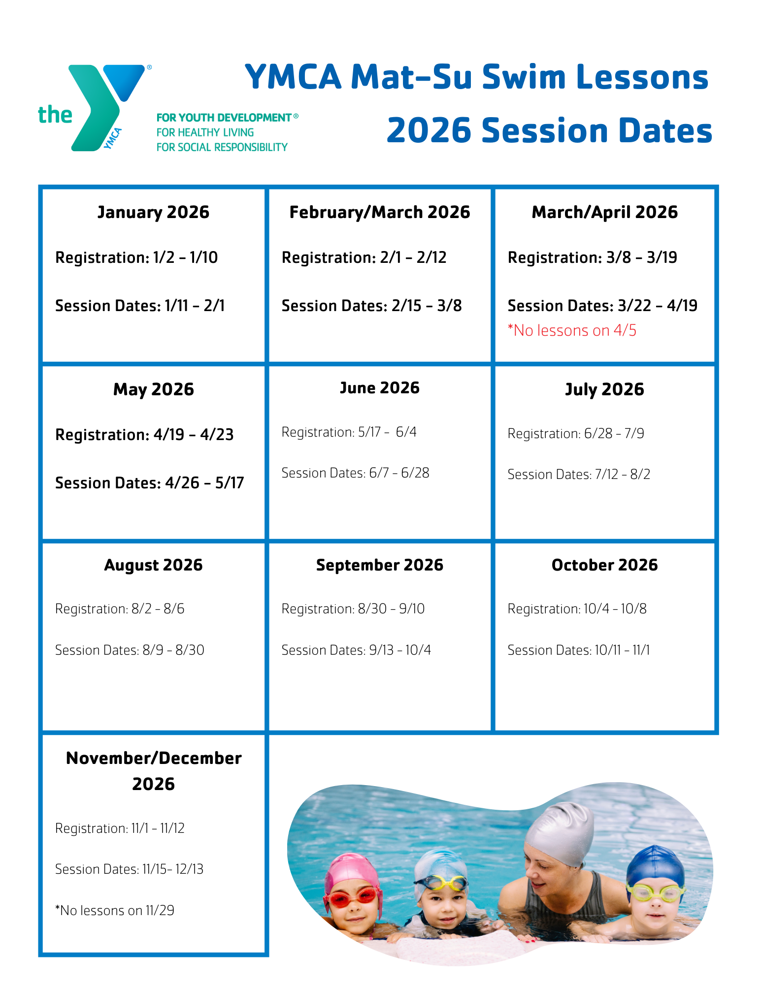 2023 swim lesson dates